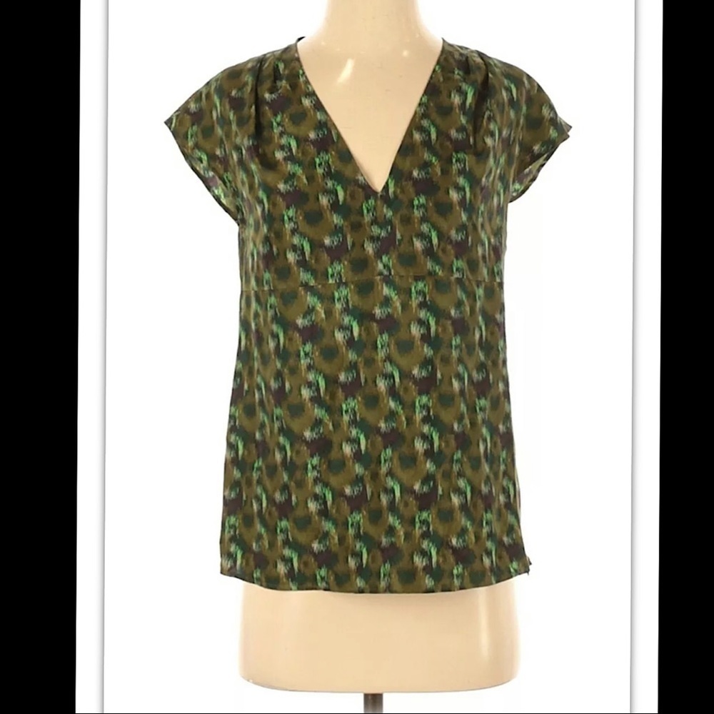 Derek Lam Green Blue 100% Silk Sleeveless Top